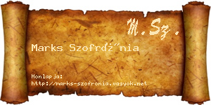 Marks Szofrónia névjegykártya